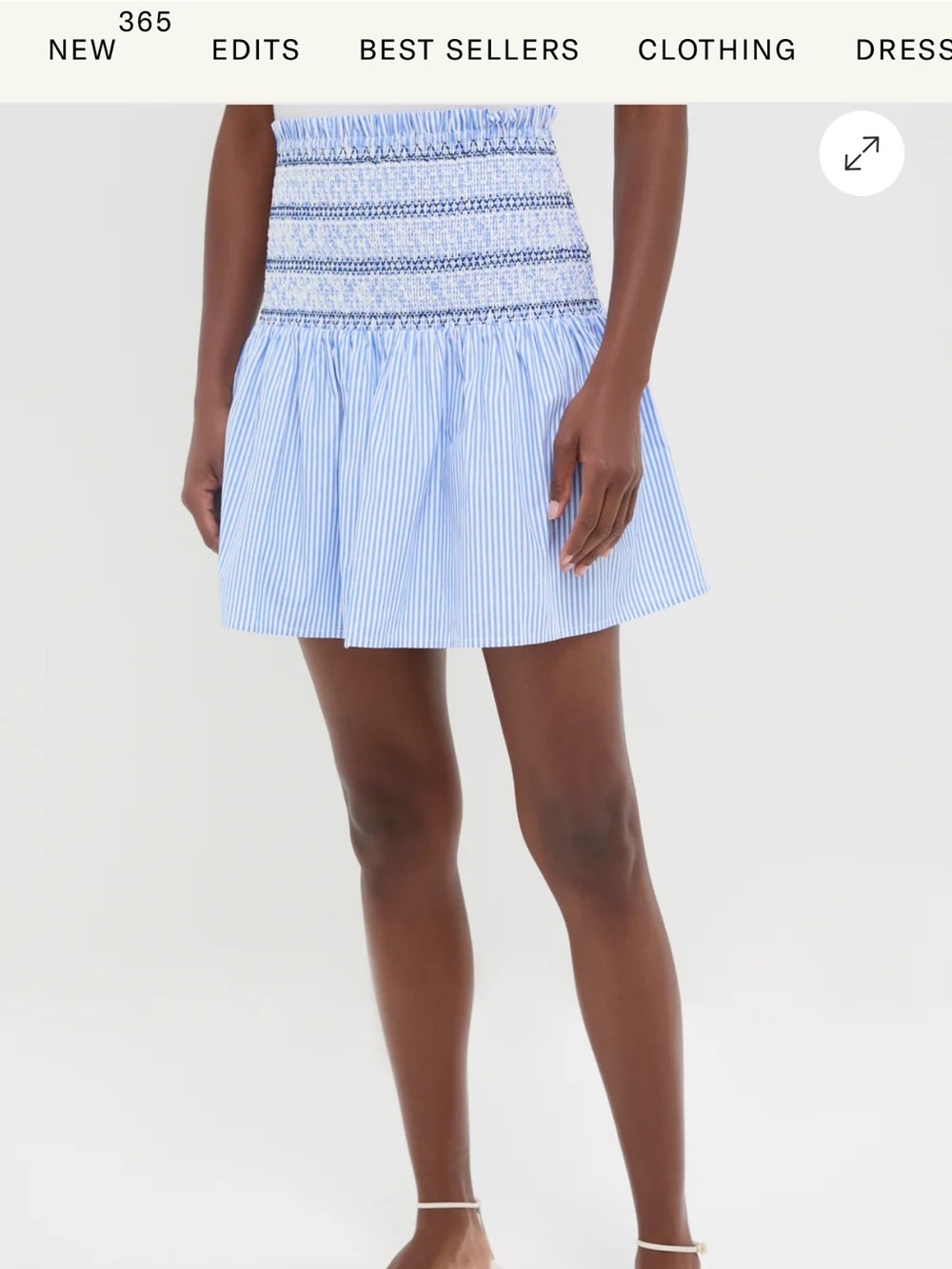 Pomander Place Light Blue & White Striped Smocked Mini Skirt